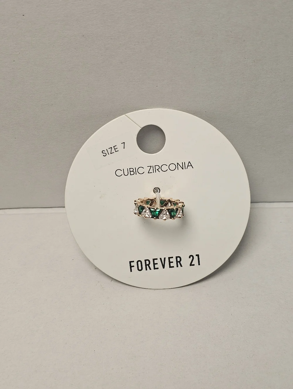 NWT Forever 21 Gold-Tone Ring with Green and Clear Stones